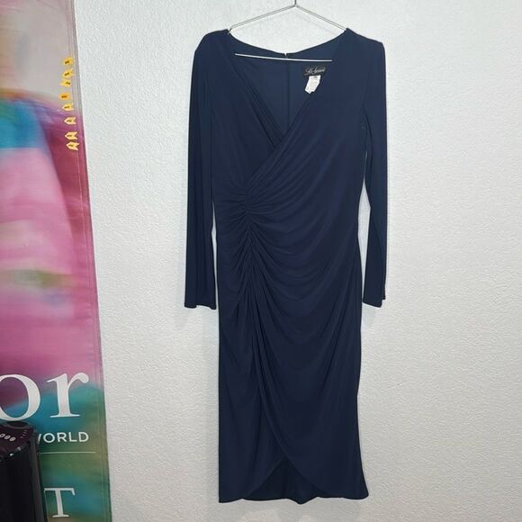 New La Femme 29812 Navy Mother of the Bride Midi Dress Size 10 - Picture 2 of 13